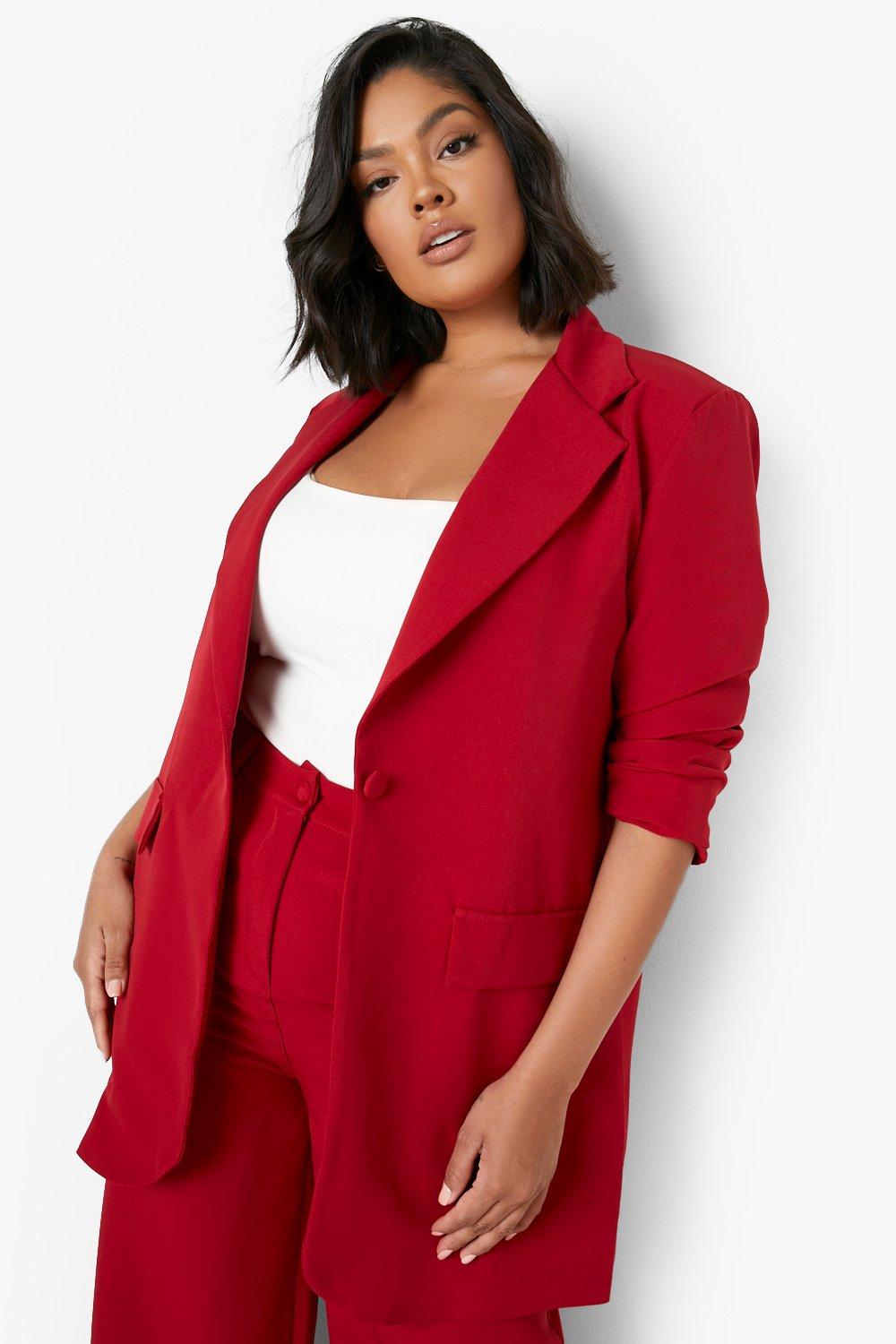 Dark red blazer clearance womens